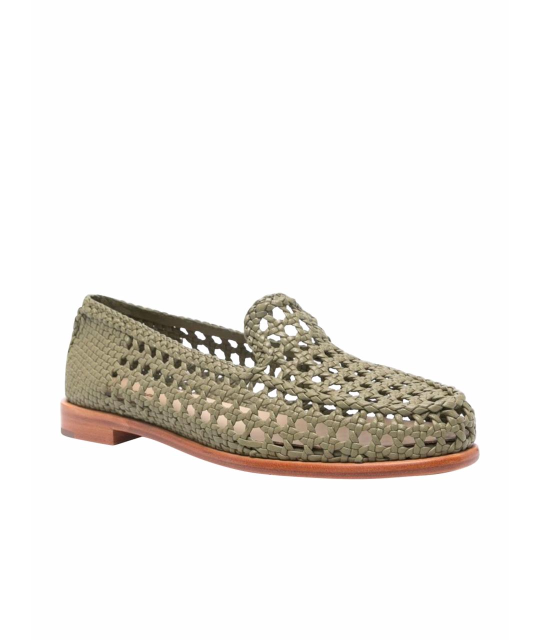 Dragon Diffusion Зеленые кожаные лоферы, фото 1