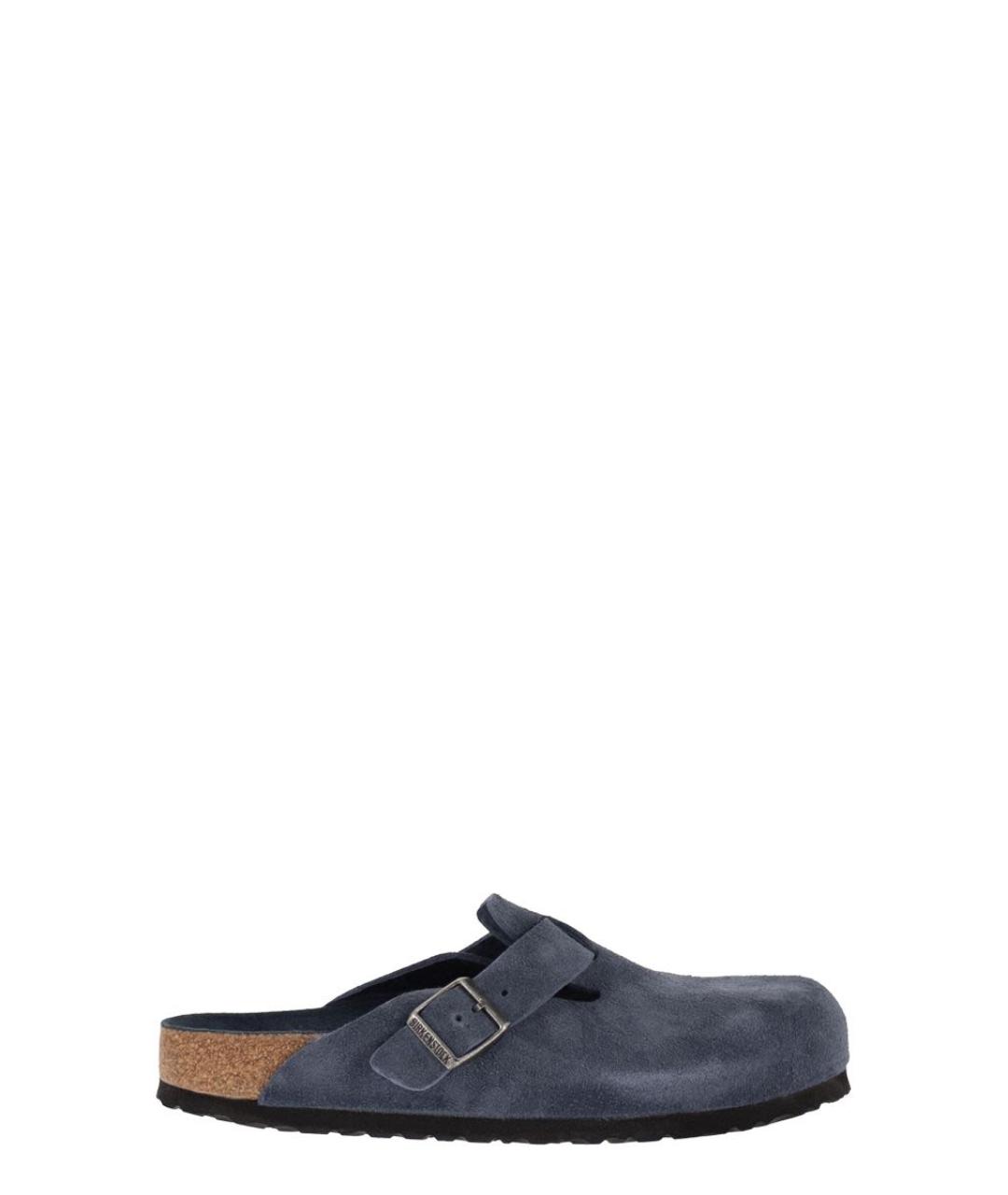 BIRKENSTOCK Темно-синие замшевые шлепанцы, фото 1
