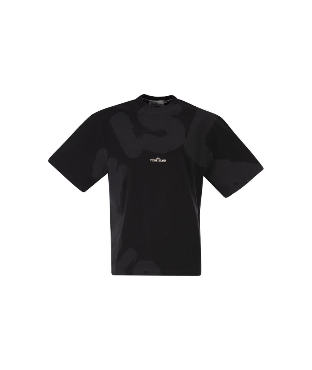 STONE ISLAND Черная хлопковая футболка, фото 1