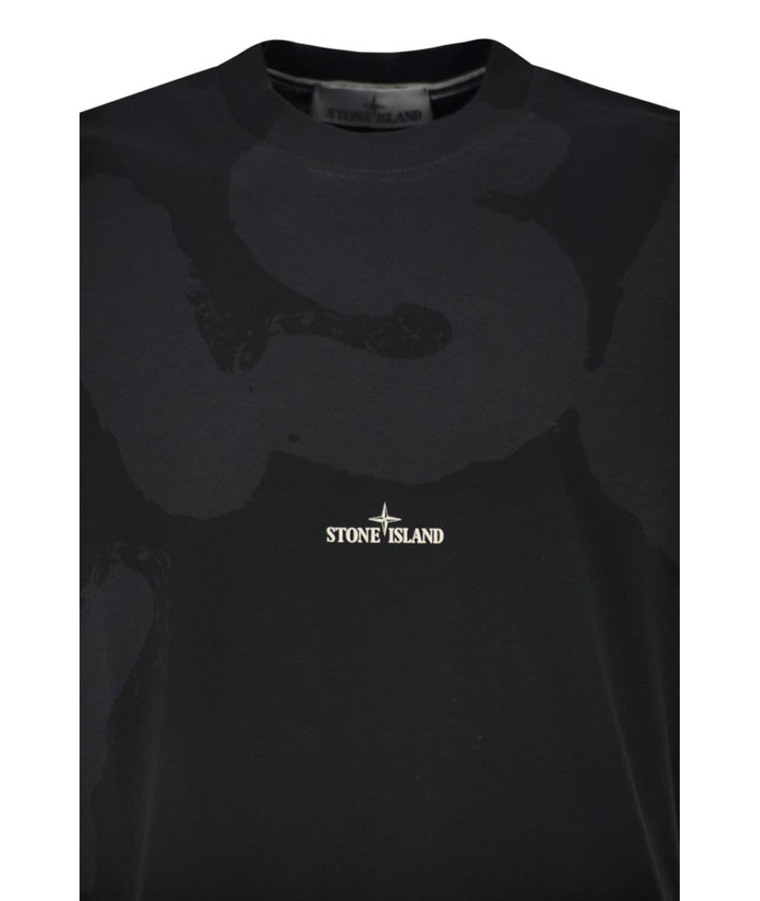 STONE ISLAND Черная хлопковая футболка, фото 4