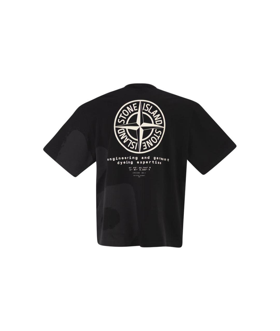 STONE ISLAND Черная хлопковая футболка, фото 2