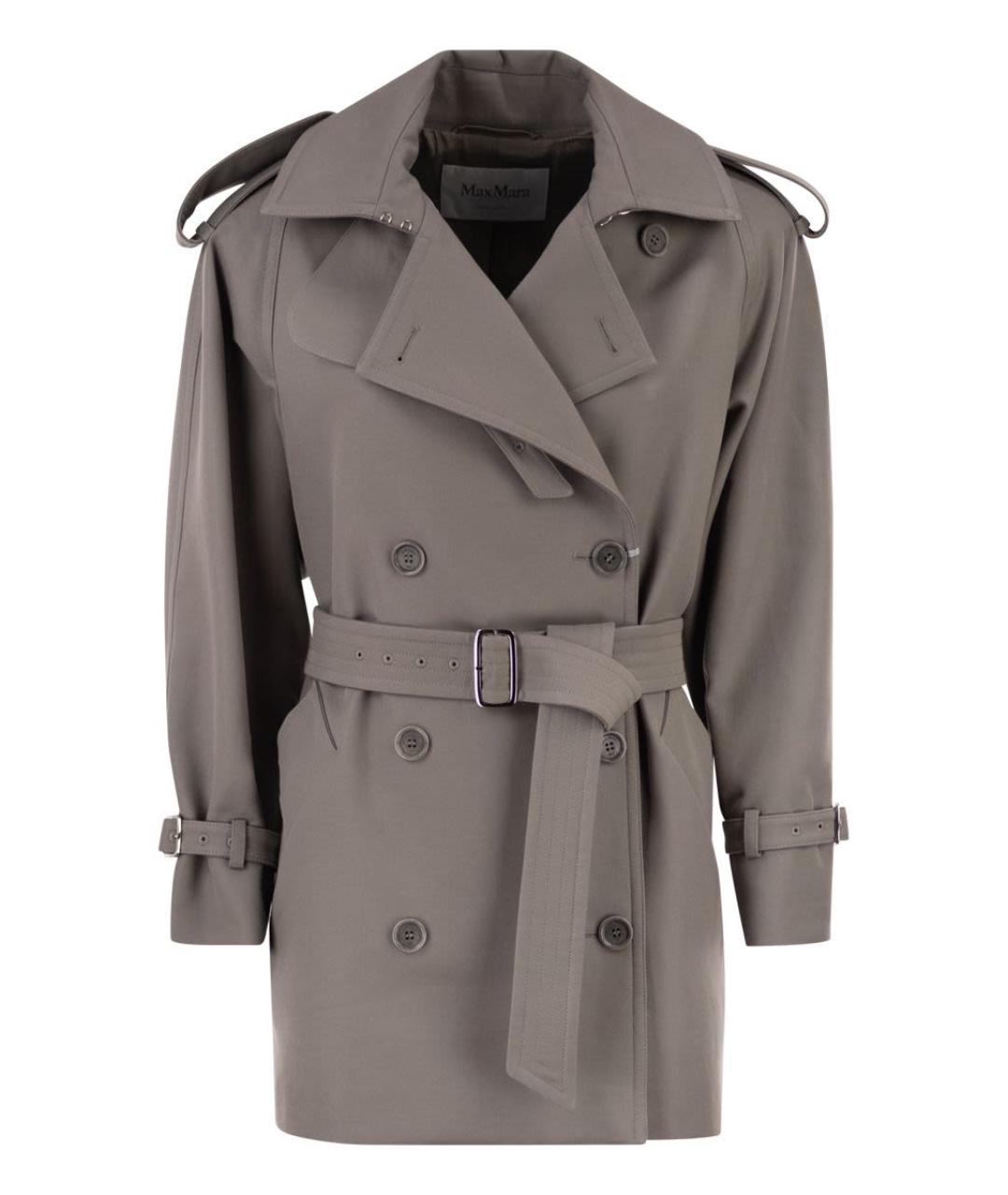 MAX MARA Серый хлопковый тренч/плащ, фото 1