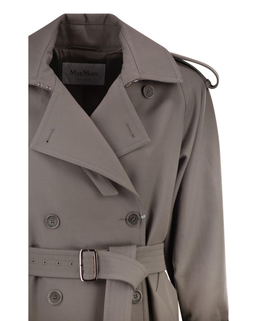 MAX MARA Серый хлопковый тренч/плащ, фото 4
