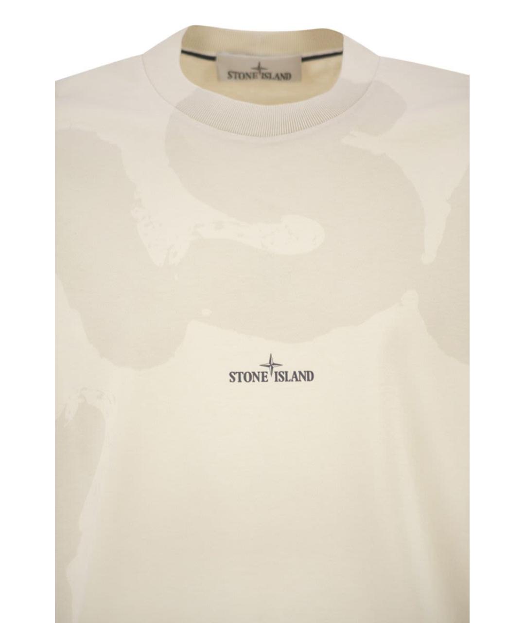 STONE ISLAND Белая хлопковая футболка, фото 4