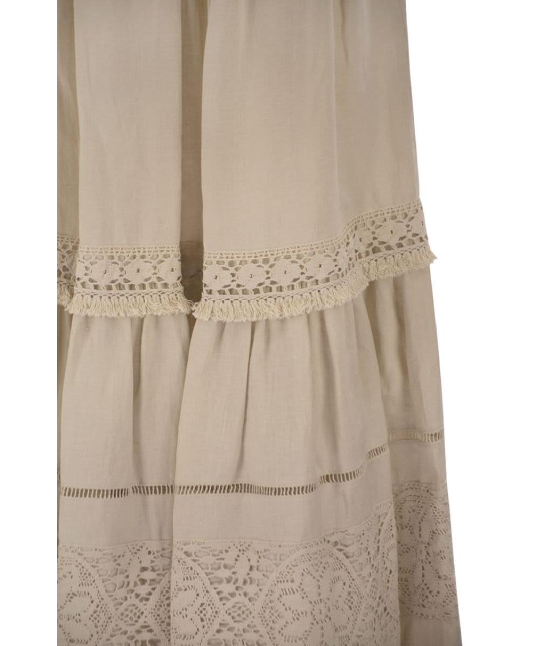 WEEKEND MAX MARA Бежевая льняная юбка макси, фото 4