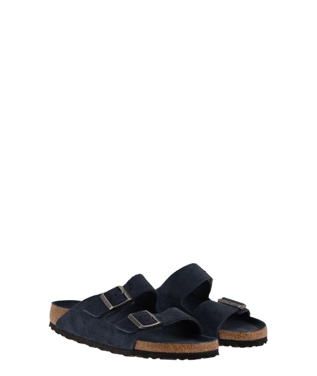 BIRKENSTOCK Темно-синие замшевые шлепанцы, фото 4