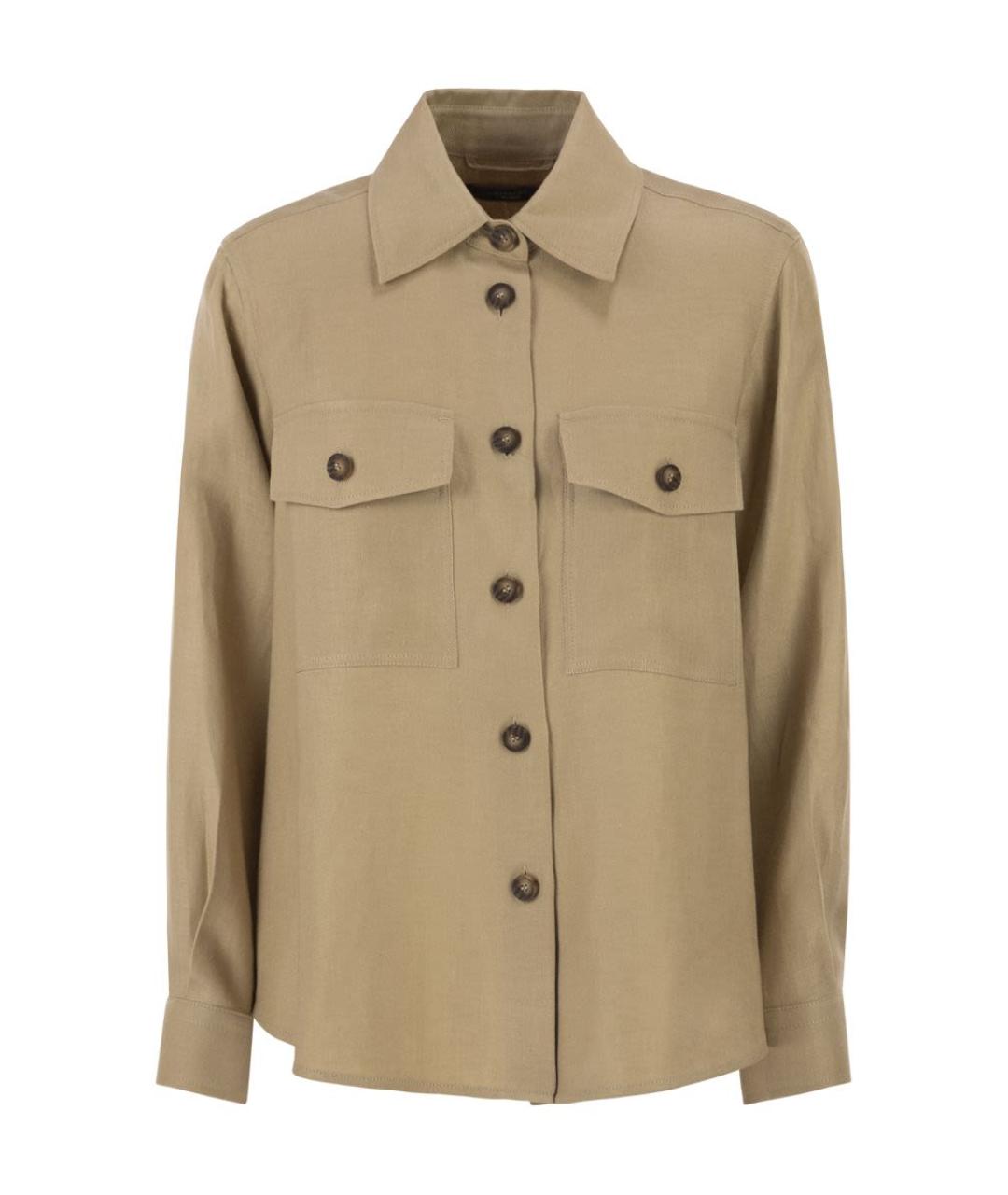 WEEKEND MAX MARA Бежевая льняная рубашка, фото 1