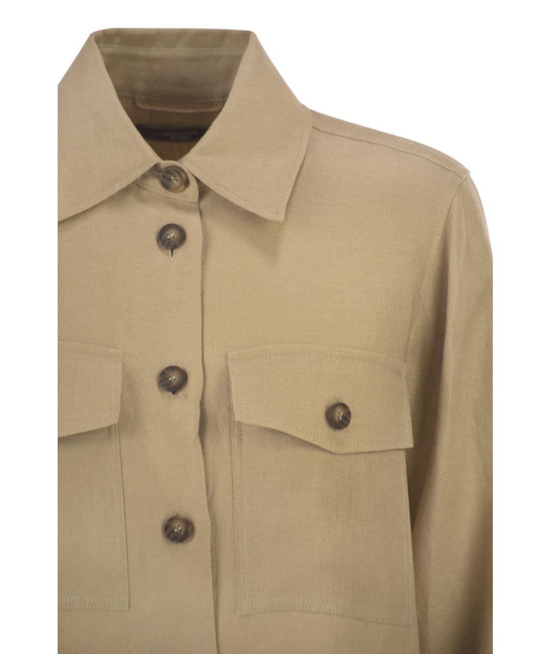 WEEKEND MAX MARA Бежевая льняная рубашка, фото 4