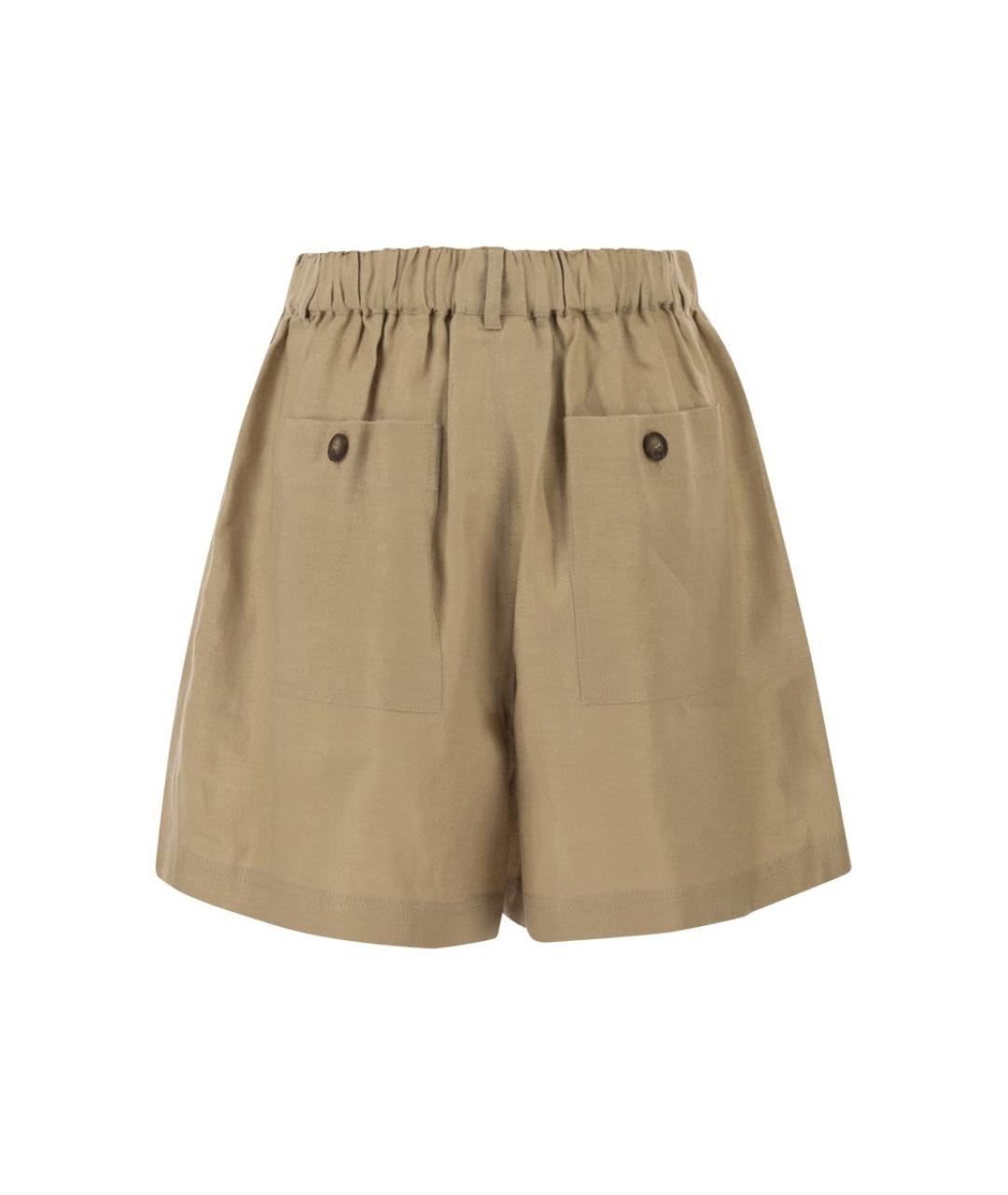 WEEKEND MAX MARA Бежевые льняные шорты, фото 2