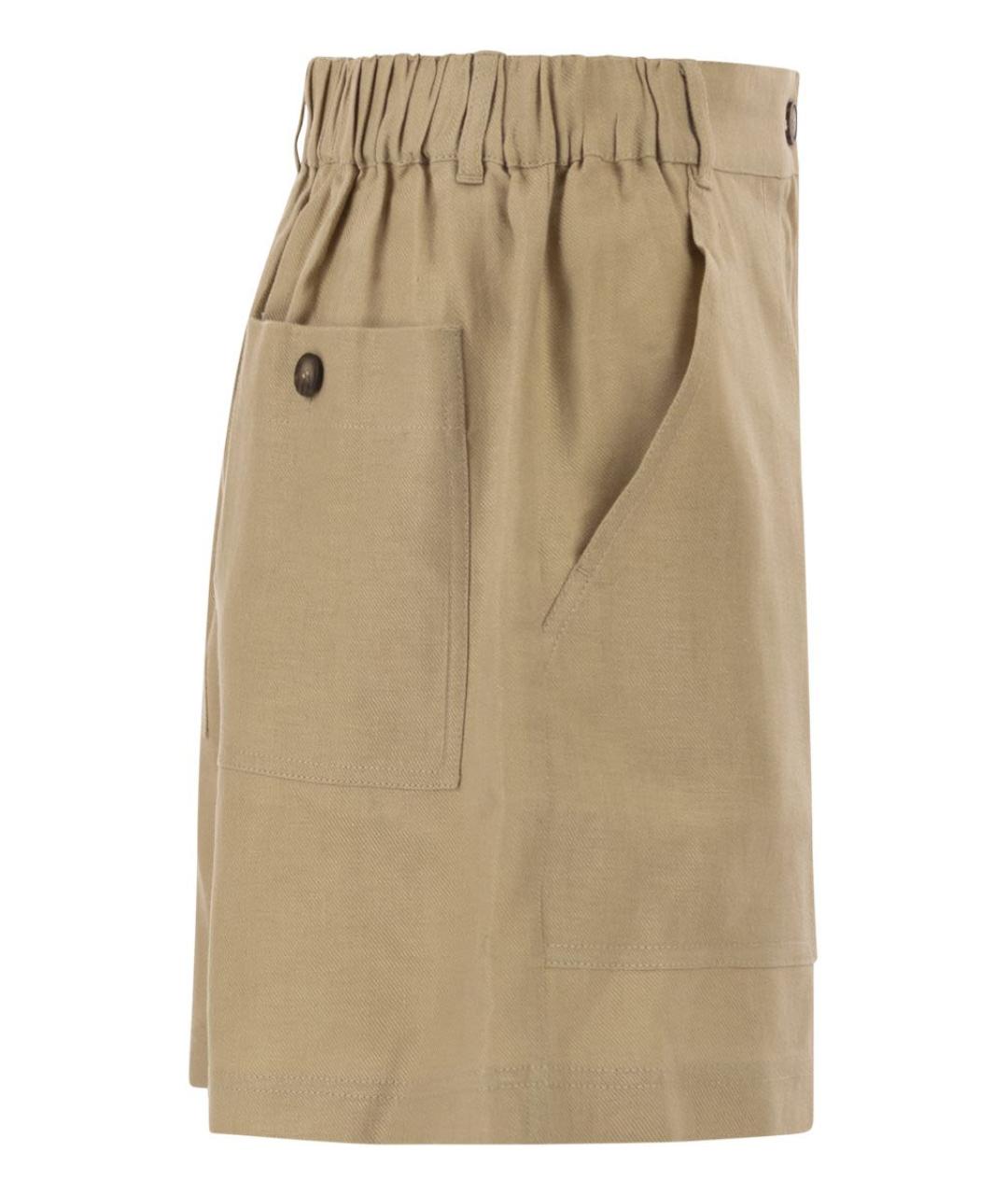 WEEKEND MAX MARA Бежевые льняные шорты, фото 3