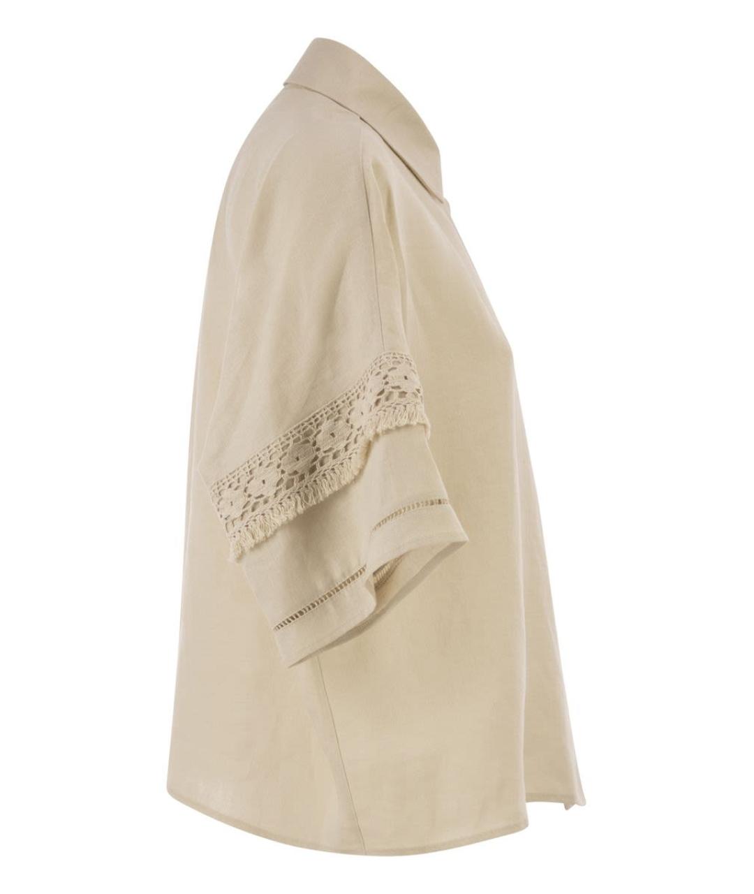 WEEKEND MAX MARA Бежевая льняная рубашка, фото 3