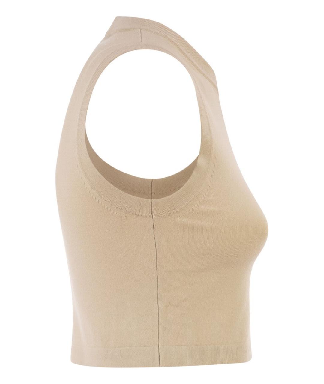 WEEKEND MAX MARA Бежевая вискозная майка, фото 3
