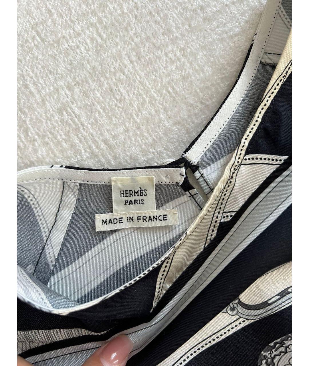 HERMES Черное шелковое повседневное платье, фото 3