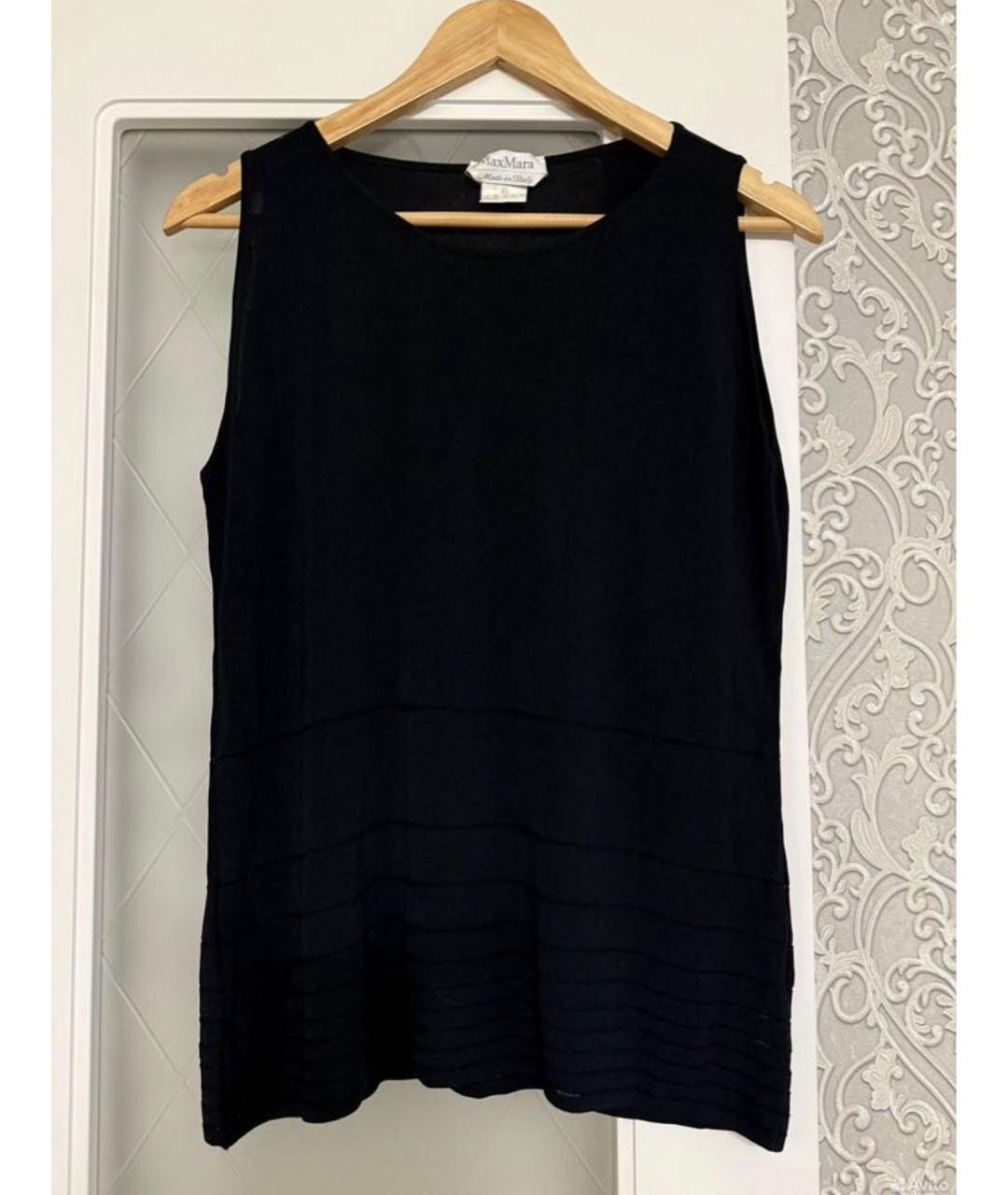 MAX MARA Темно-синяя вискозная майка, фото 5