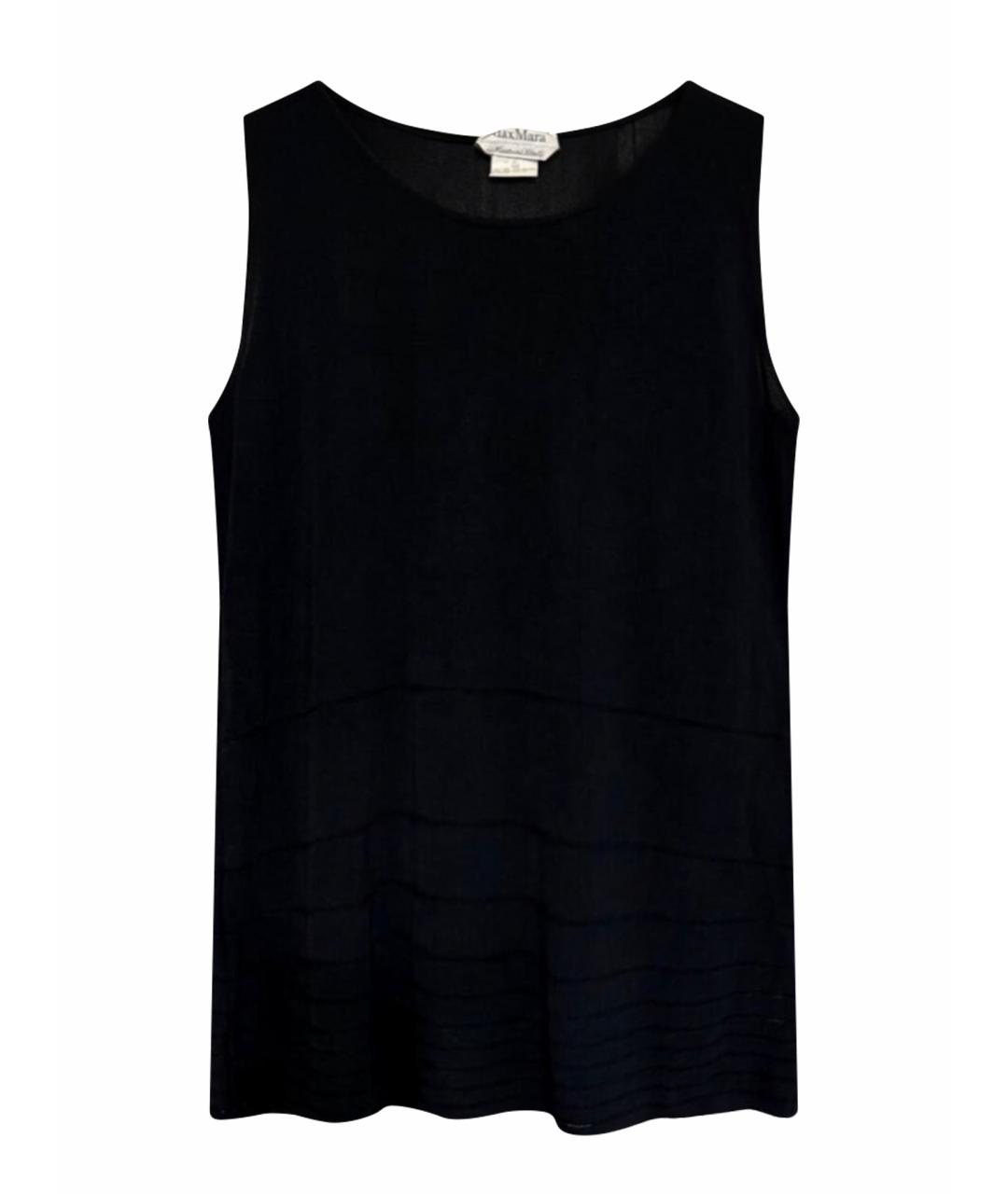 MAX MARA Темно-синяя вискозная майка, фото 1
