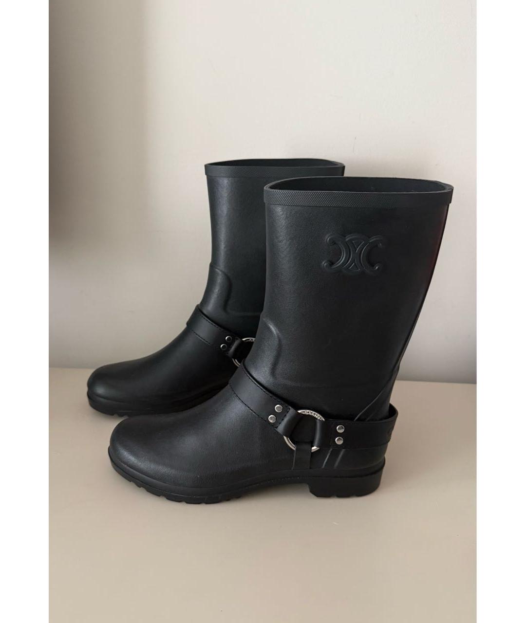 CELINE Черные резиновые сапоги, фото 2