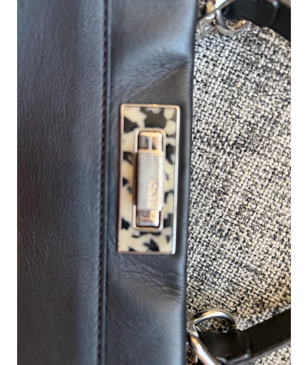 FENDI Черная кожаная сумка с короткими ручками, фото 8