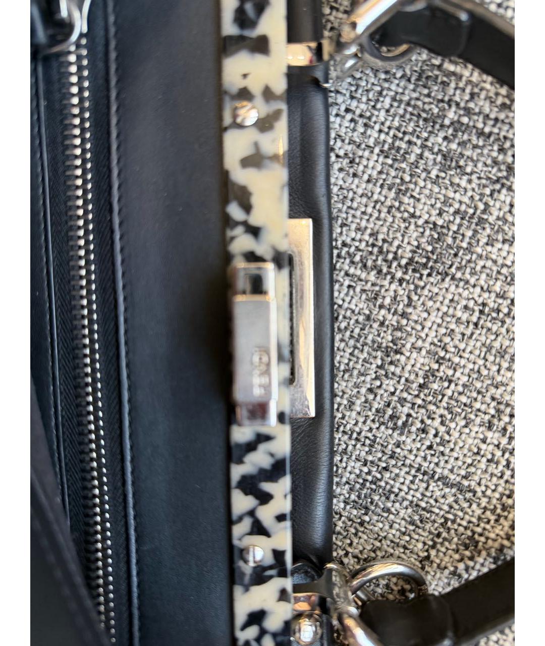 FENDI Черная кожаная сумка с короткими ручками, фото 7