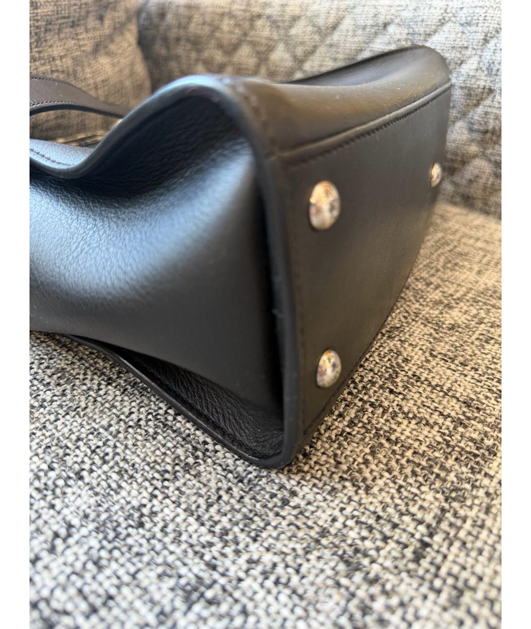 FENDI Черная кожаная сумка с короткими ручками, фото 6