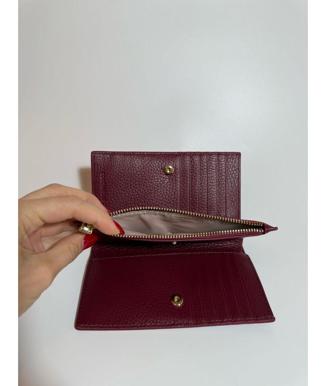 COCCINELLE Бордовый кожаный кошелек, фото 7