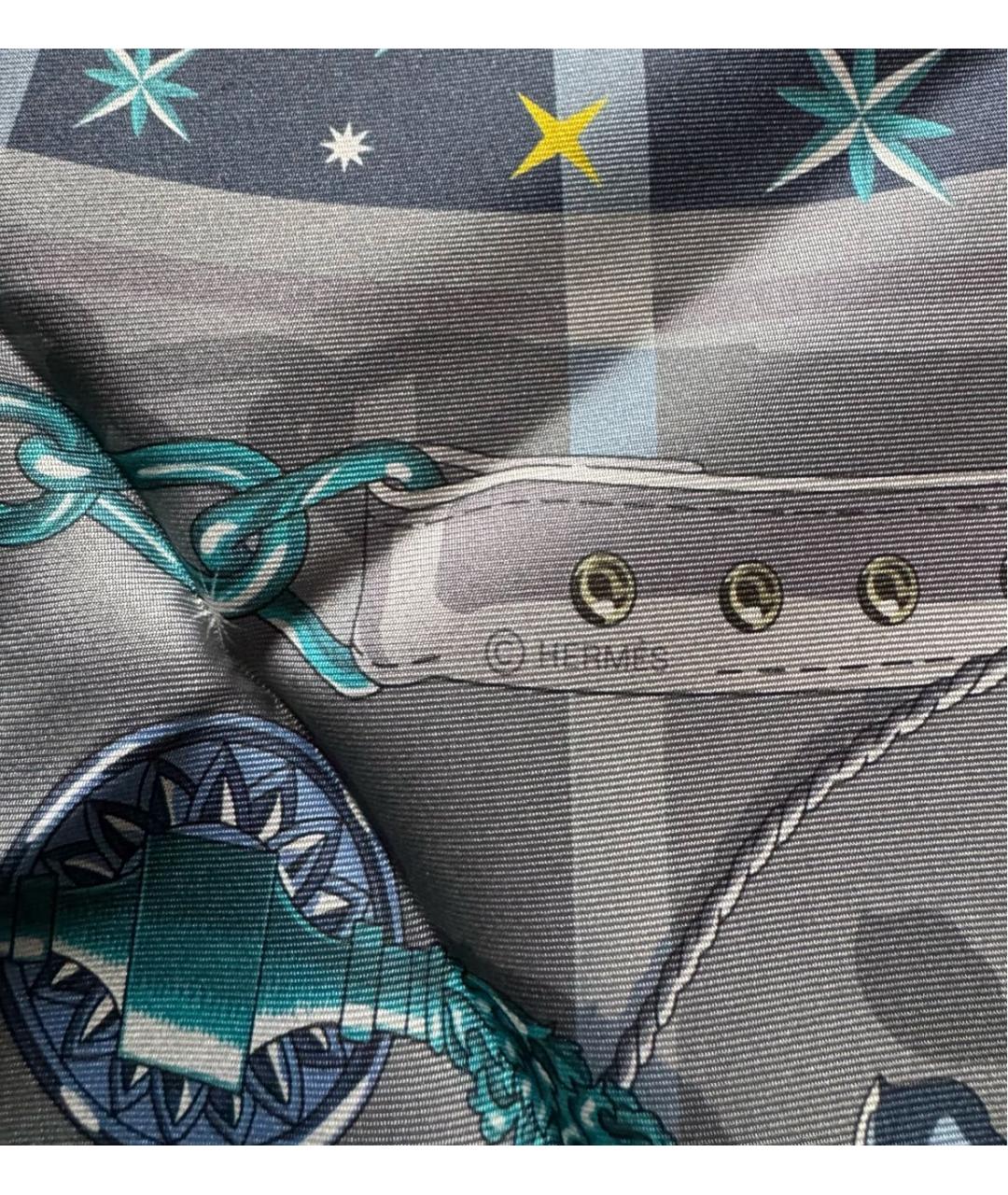 HERMES Серый шелковый платок, фото 4