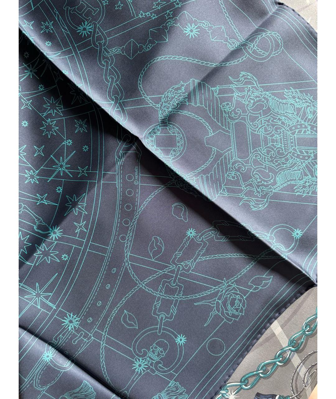 HERMES Серый шелковый платок, фото 3