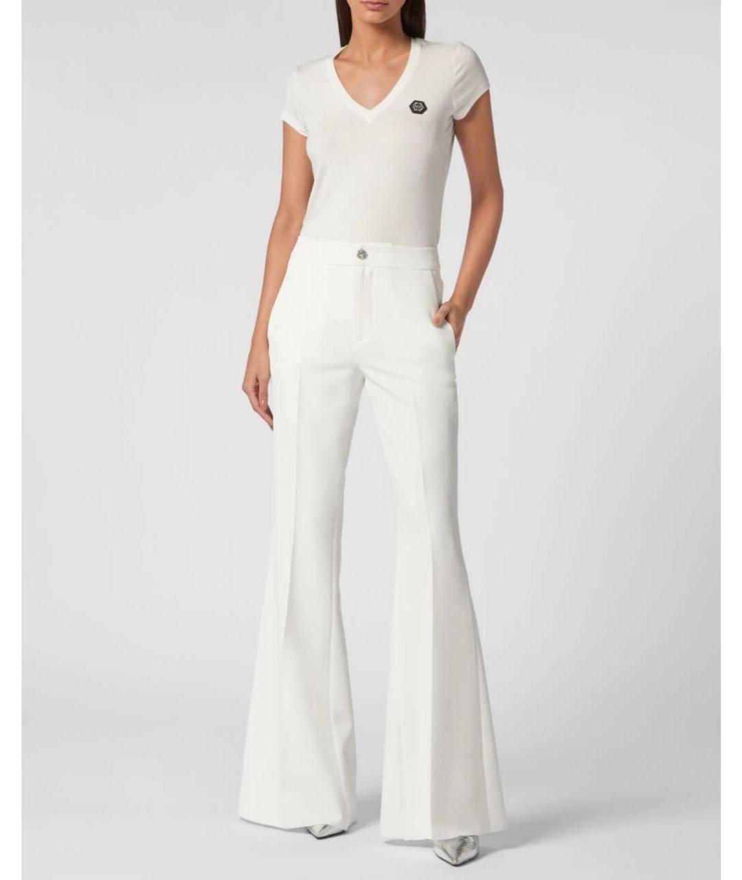 PHILIPP PLEIN Белые полиэстеровые брюки широкие, фото 2