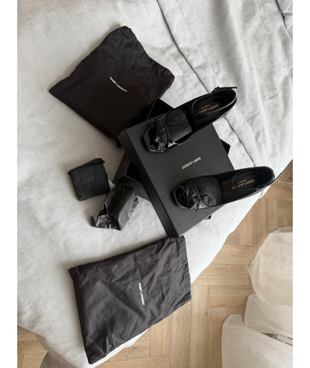 SAINT LAURENT Черные кожаные босоножки, фото 3
