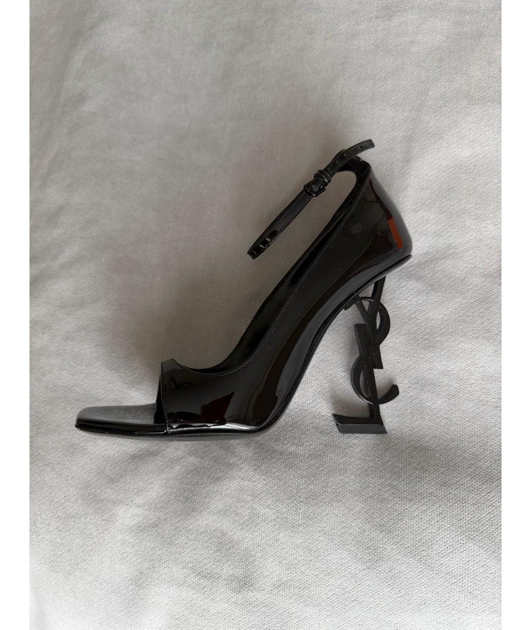 SAINT LAURENT Черные кожаные босоножки, фото 6