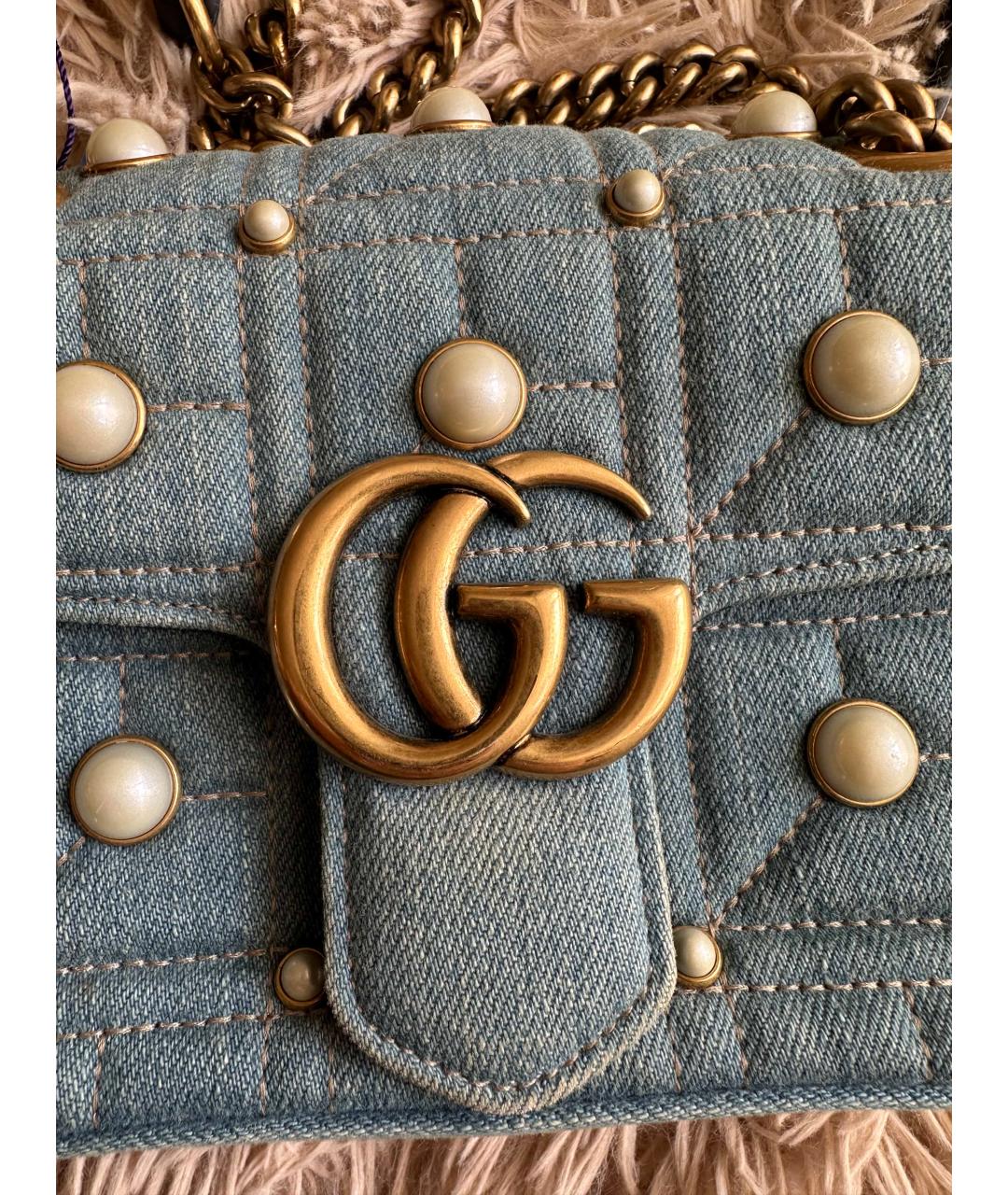 GUCCI Голубая деним сумка через плечо, фото 7