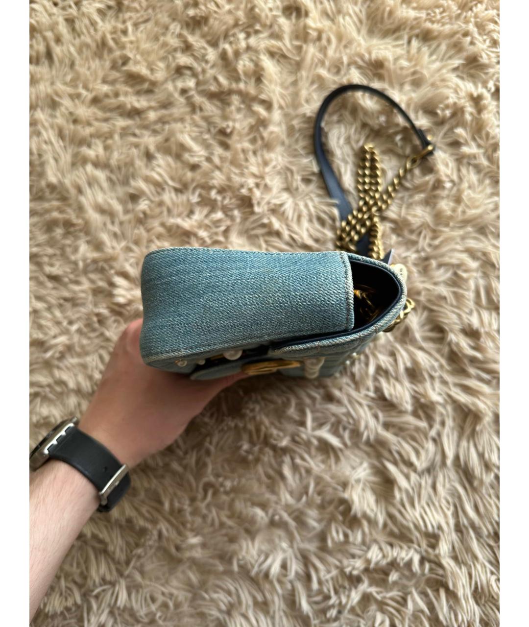 GUCCI Голубая деним сумка через плечо, фото 3