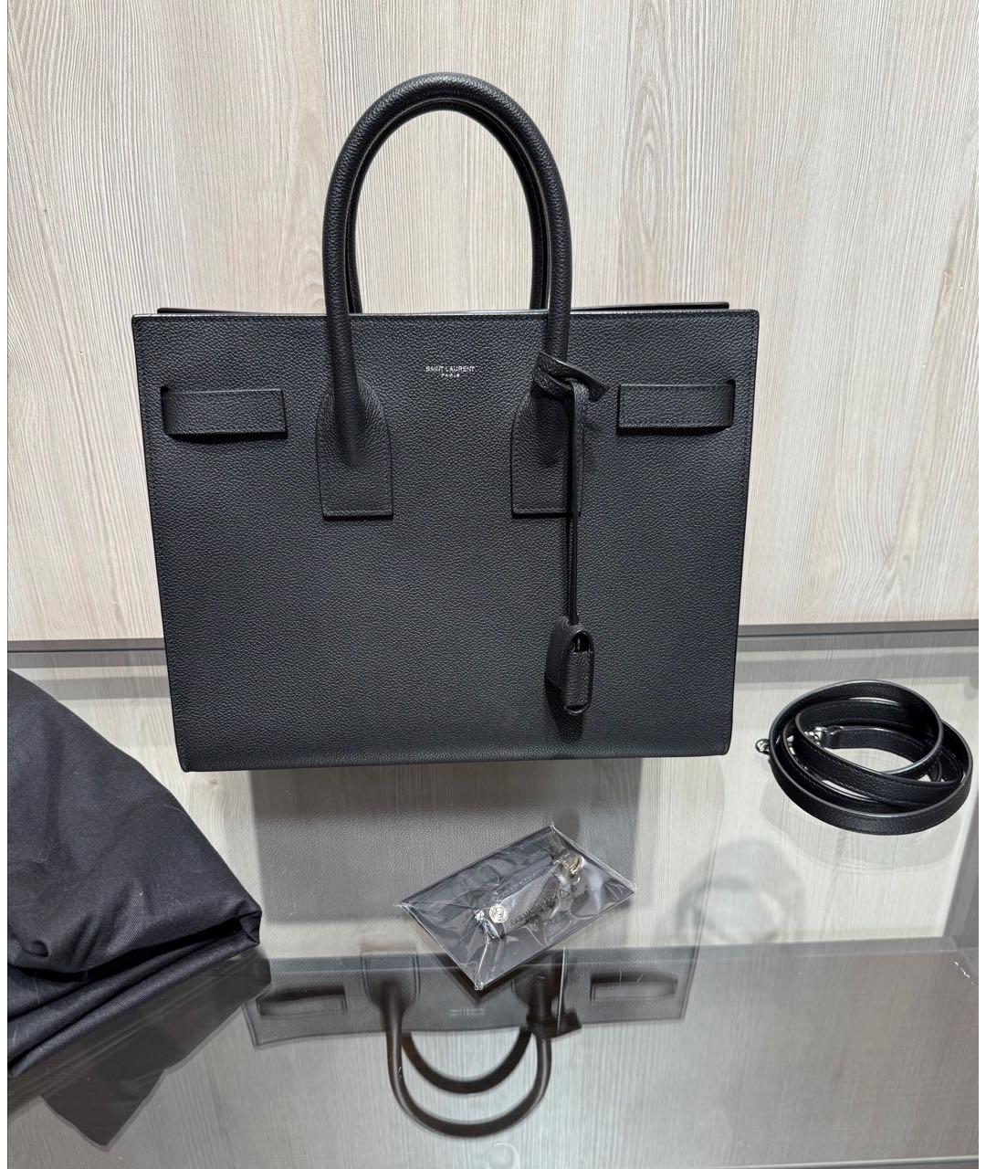 SAINT LAURENT Черная кожаная сумка через плечо, фото 9