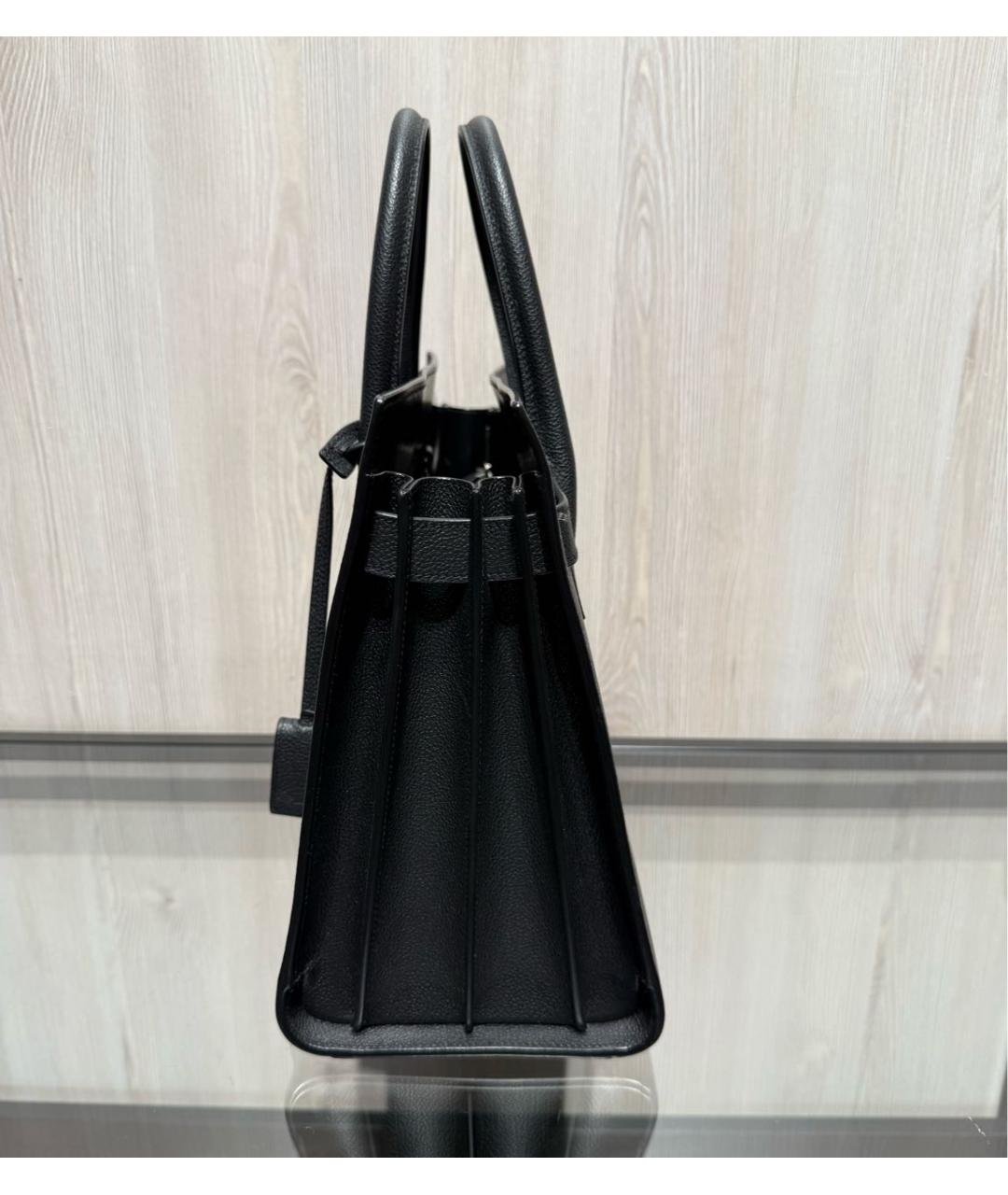 SAINT LAURENT Черная кожаная сумка через плечо, фото 2