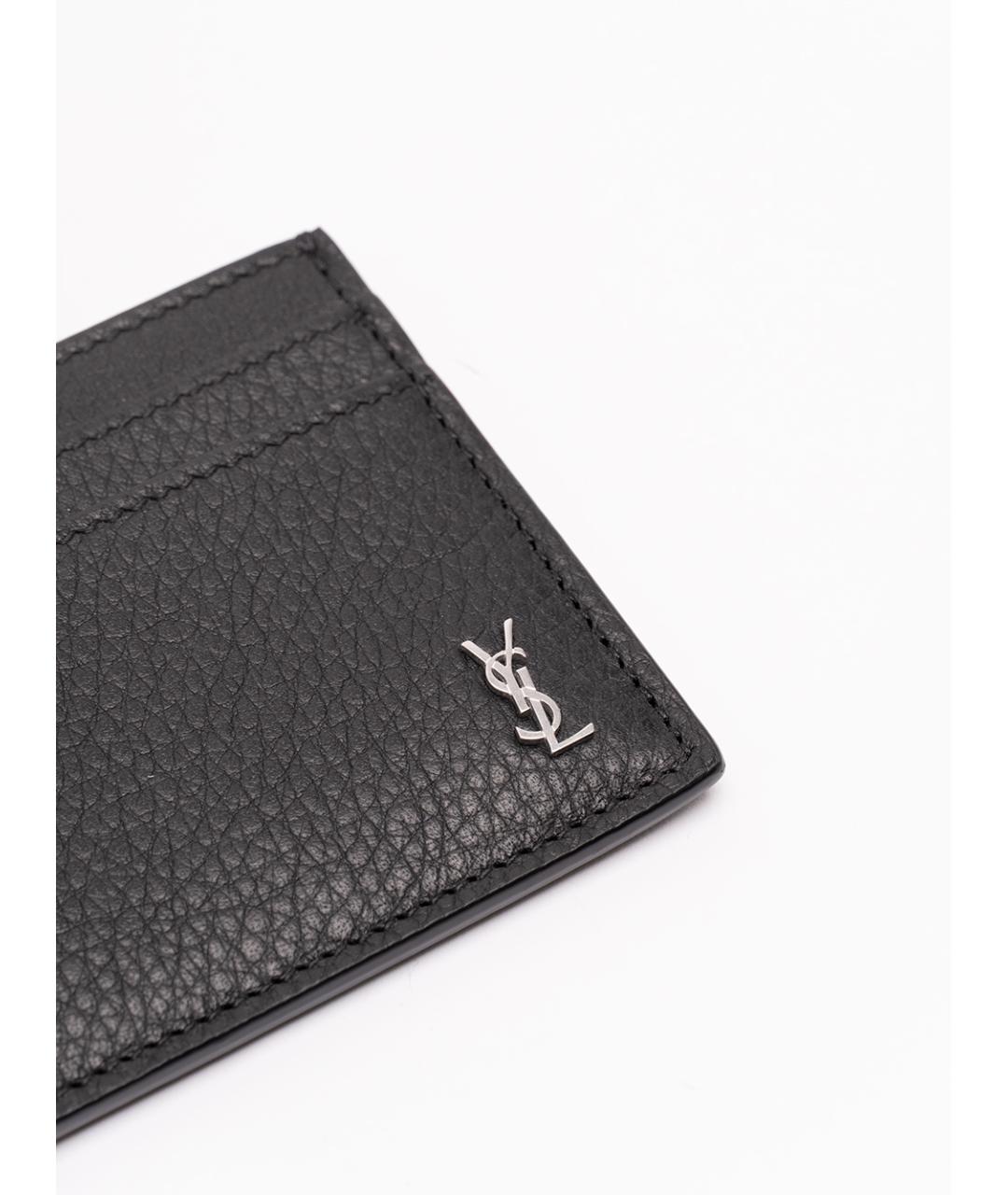SAINT LAURENT Черный кожаный кардхолдер, фото 4
