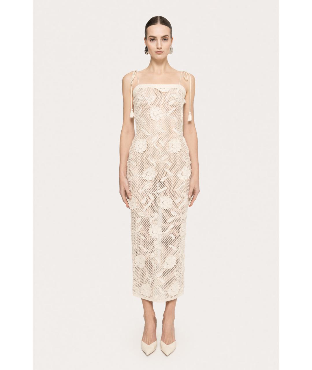 NISSA Бежевое хлопковое вечернее платье, фото 3