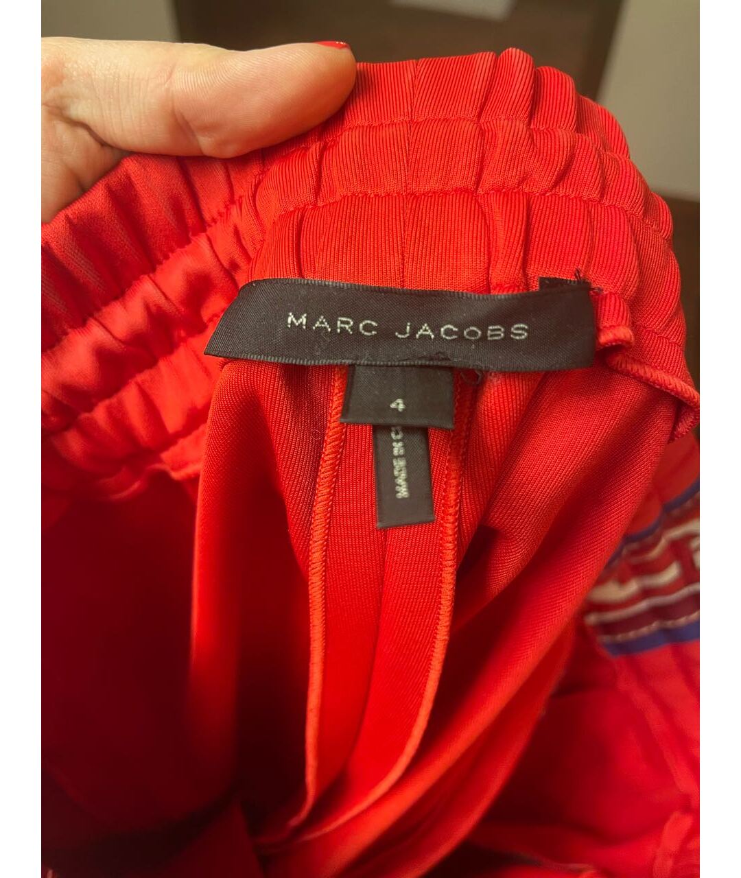 MARC JACOBS Красные полиэстеровые прямые брюки, фото 3