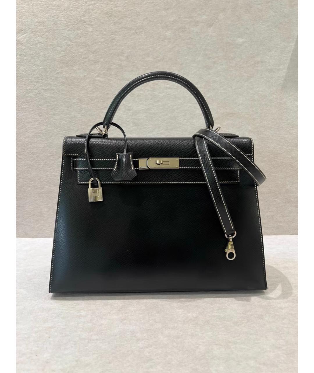 HERMES Черная кожаная сумка через плечо, фото 6