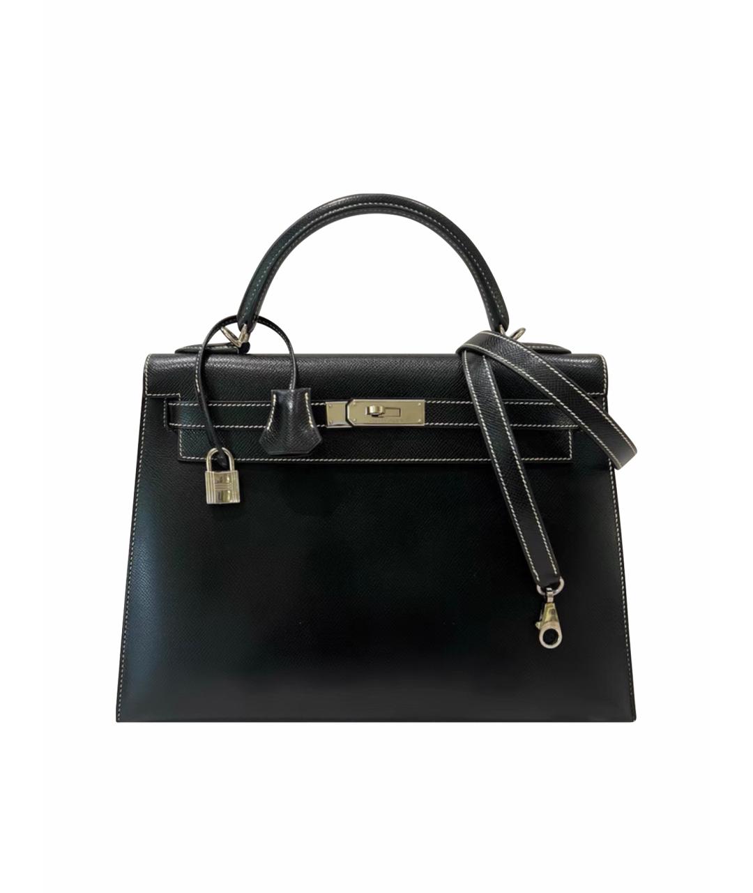 HERMES Черная кожаная сумка через плечо, фото 1
