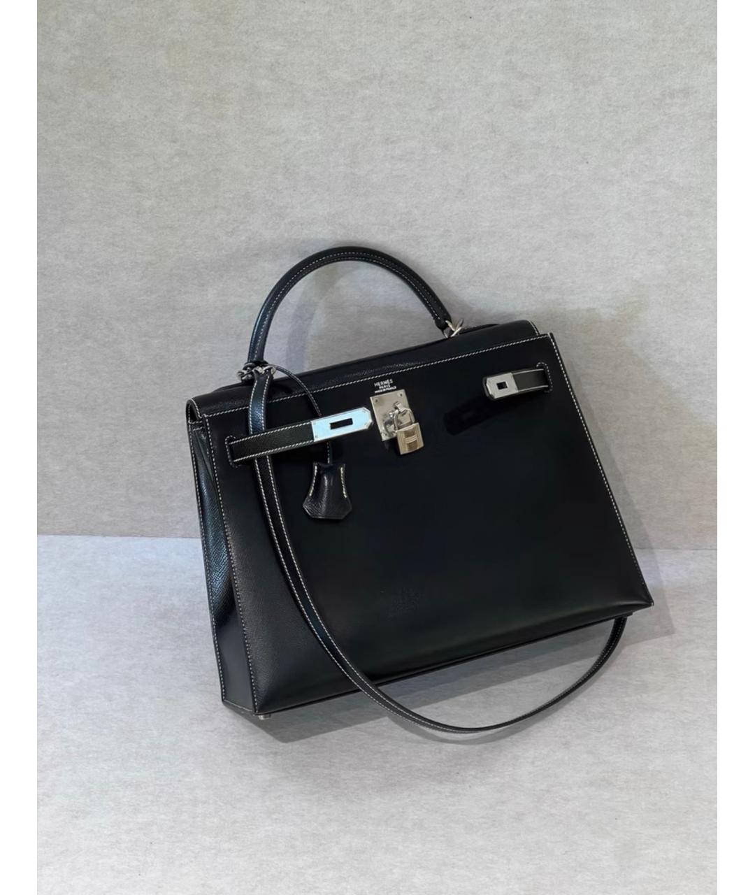 HERMES Черная кожаная сумка через плечо, фото 2