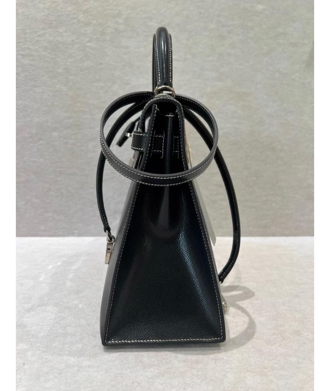 HERMES Черная кожаная сумка через плечо, фото 4