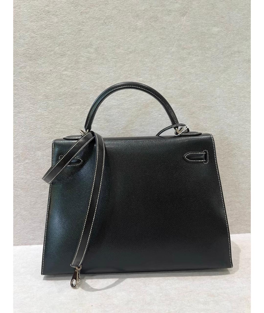 HERMES Черная кожаная сумка через плечо, фото 3
