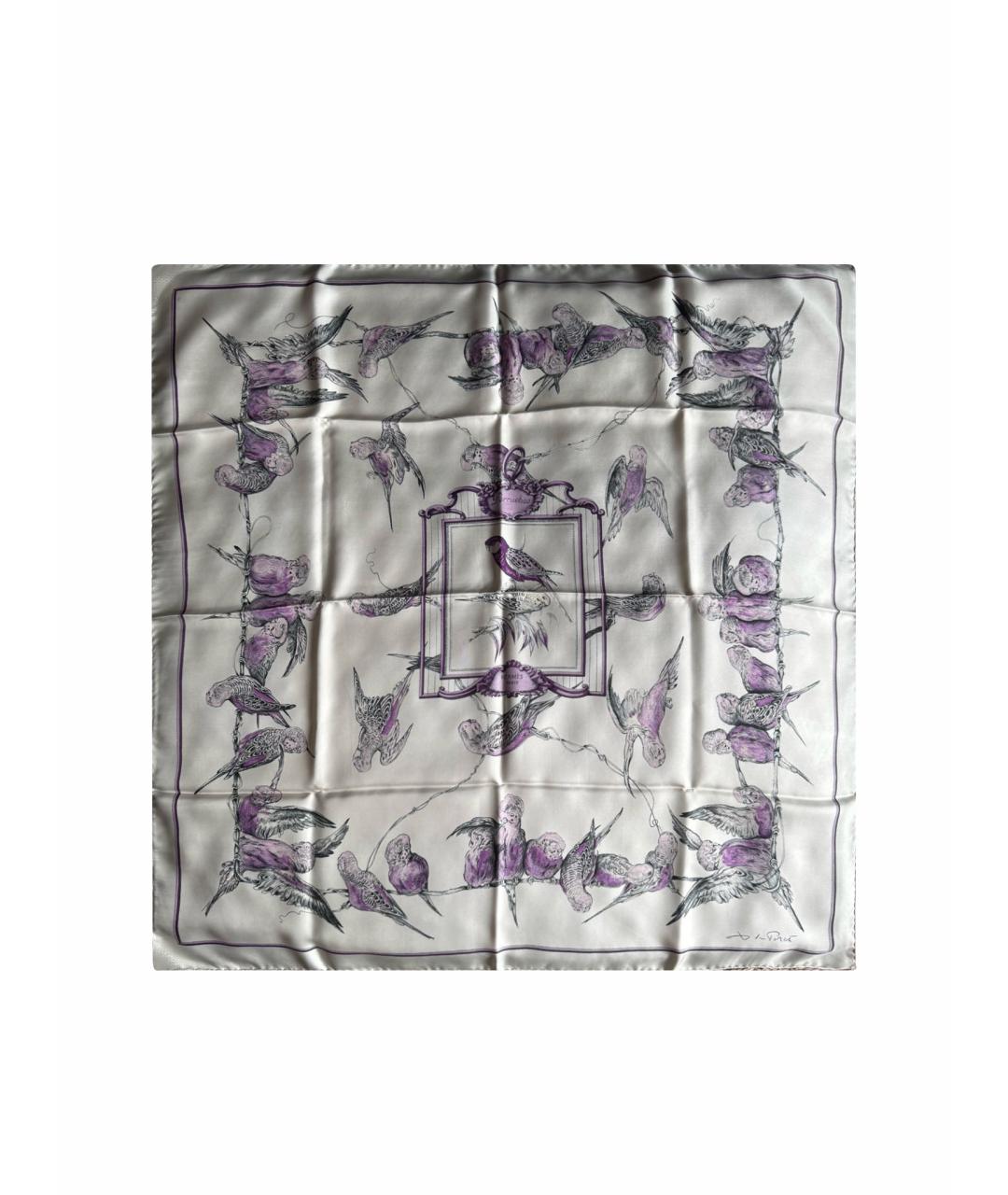 HERMES Белый шелковый платок, фото 1