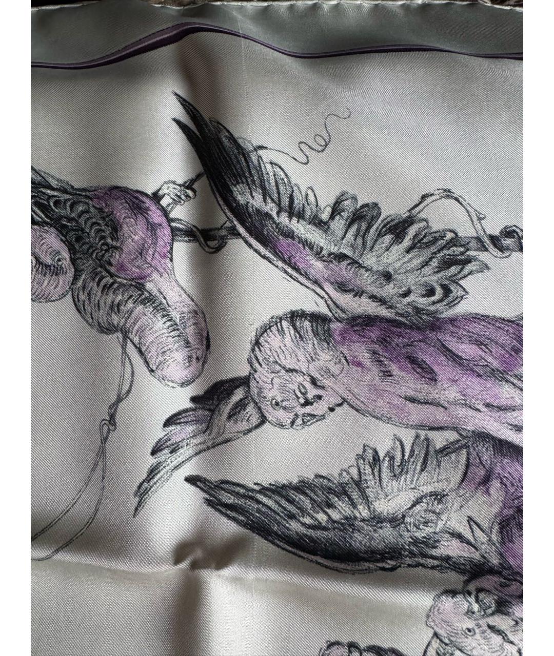 HERMES Белый шелковый платок, фото 6