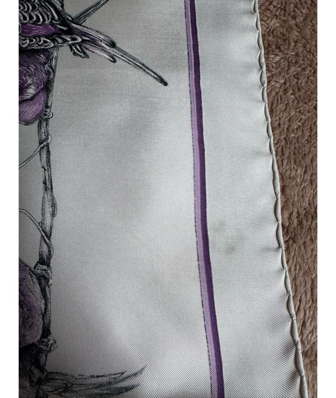 HERMES Белый шелковый платок, фото 5