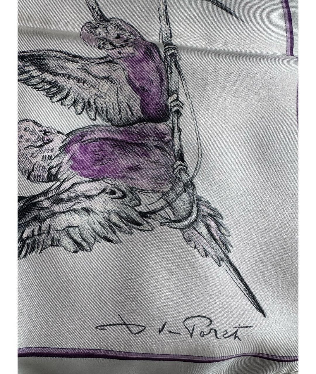 HERMES Белый шелковый платок, фото 3