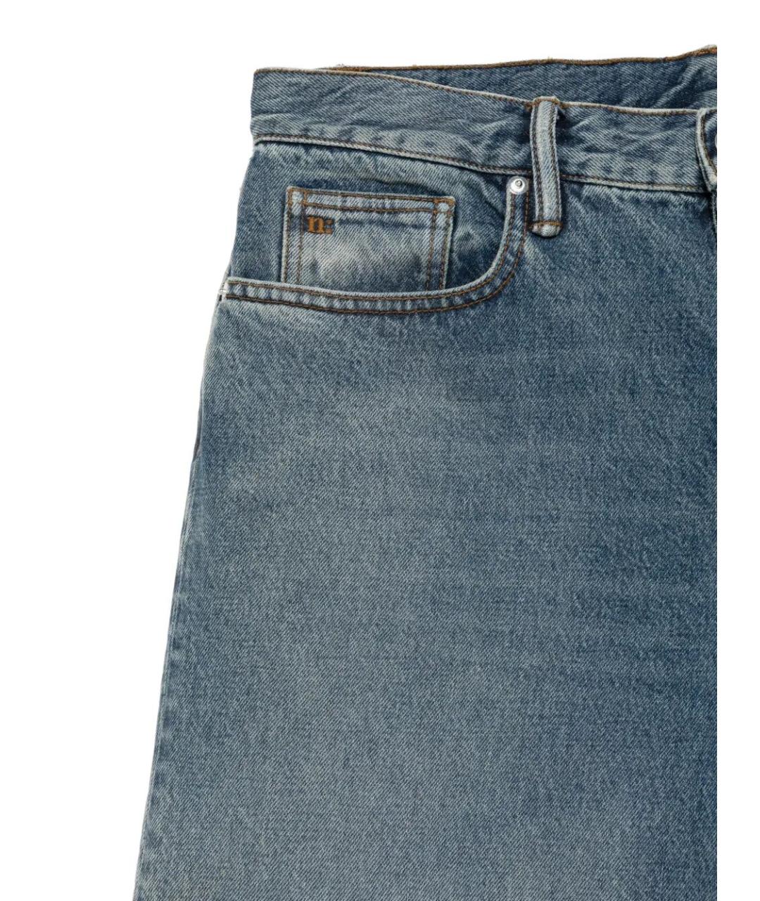 NINE IN THE MORNING Синие хлопковые прямые джинсы, фото 3