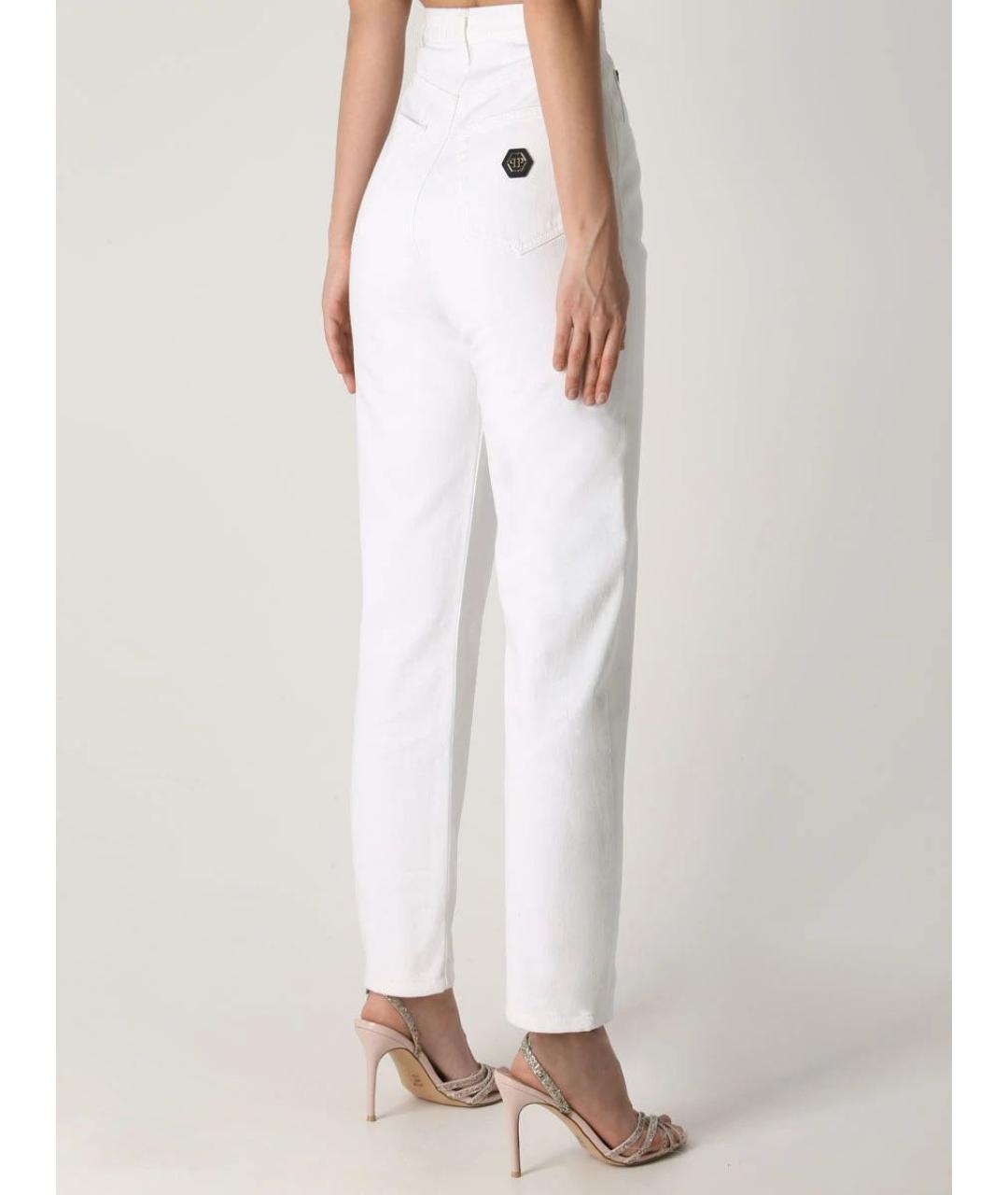 PHILIPP PLEIN Белые хлопковые прямые джинсы, фото 3