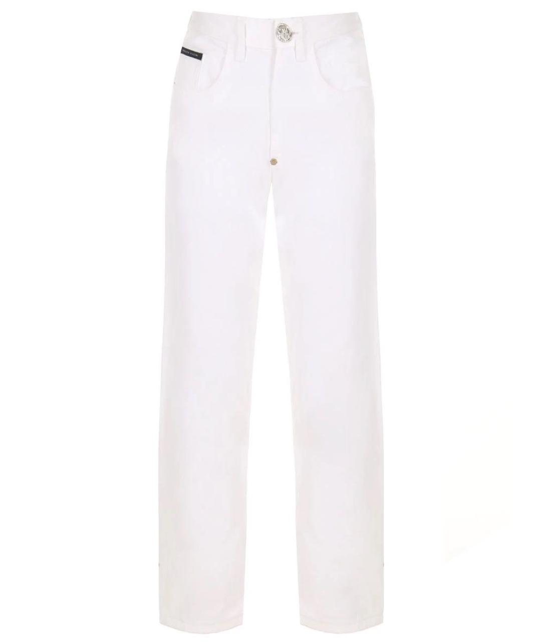 PHILIPP PLEIN Белые хлопковые прямые джинсы, фото 1