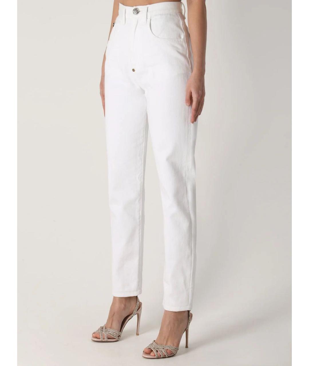 PHILIPP PLEIN Белые хлопковые прямые джинсы, фото 2