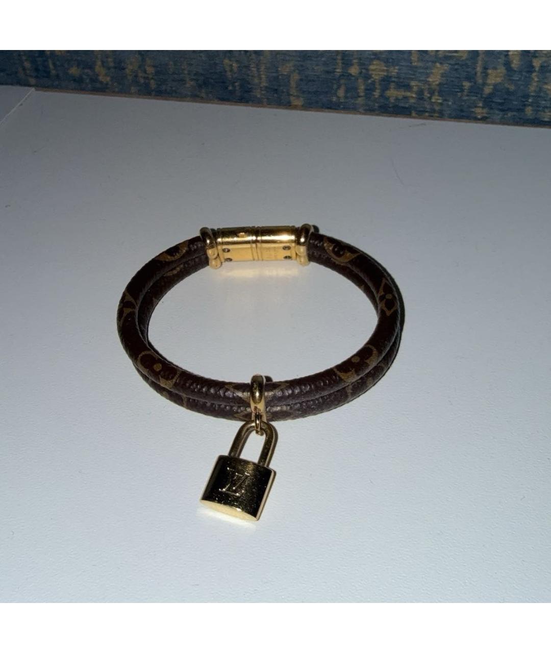 LOUIS VUITTON Коричневый кожаный браслет, фото 3